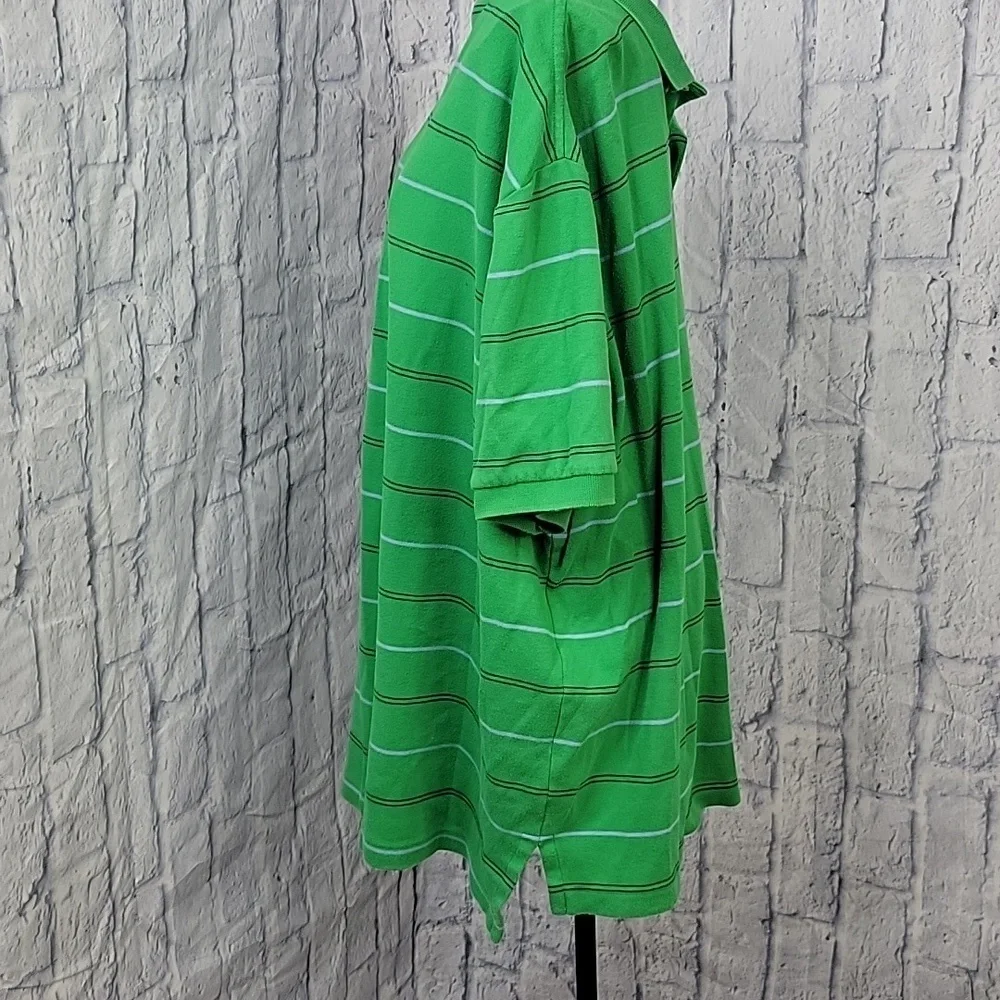 VINTAGE POLO‎ BY RALPH LAUREN Blue/Green Striped Men's 2 Button Polo Shirt XXL